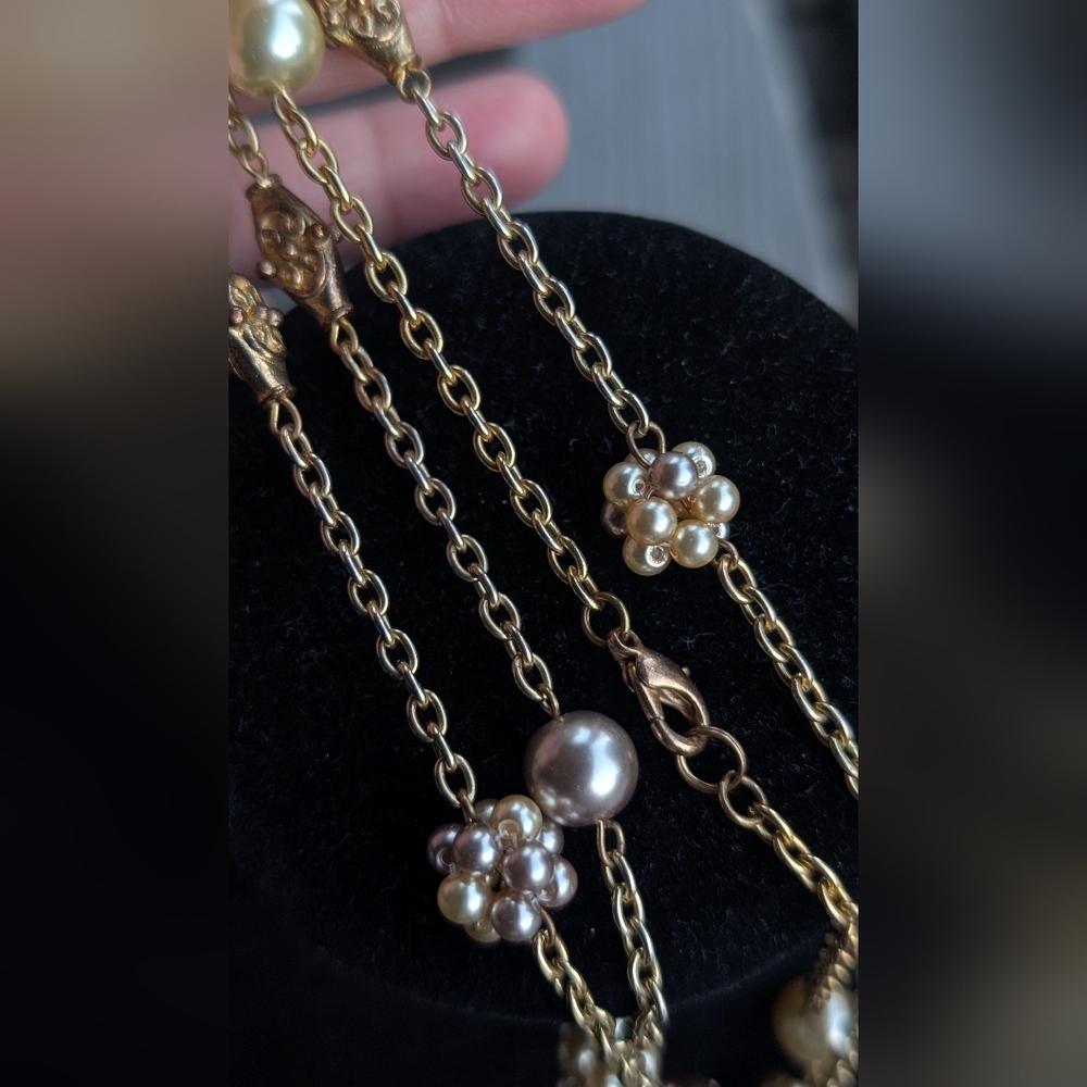 Elegant Vintage Gold and Pearl Necklace‎ - Picture 4 of 7